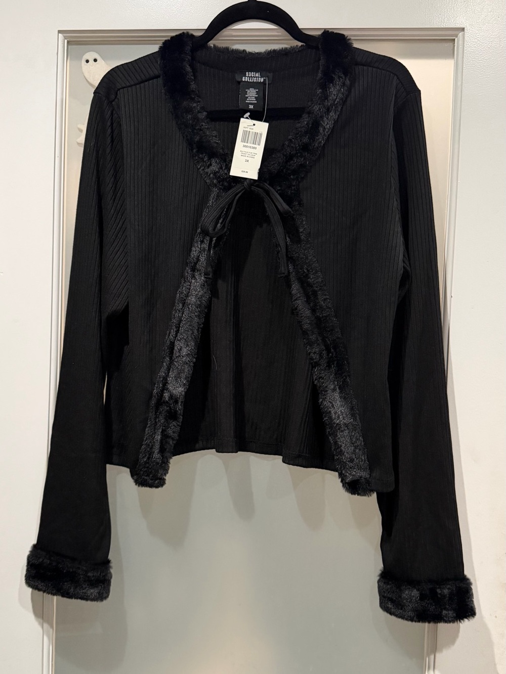 Hot Topic Social Collision Faux Fur Lined Sweater